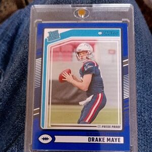 Drake Maye Panini Donruss Rated Rookie Card - Blue Press Proof.